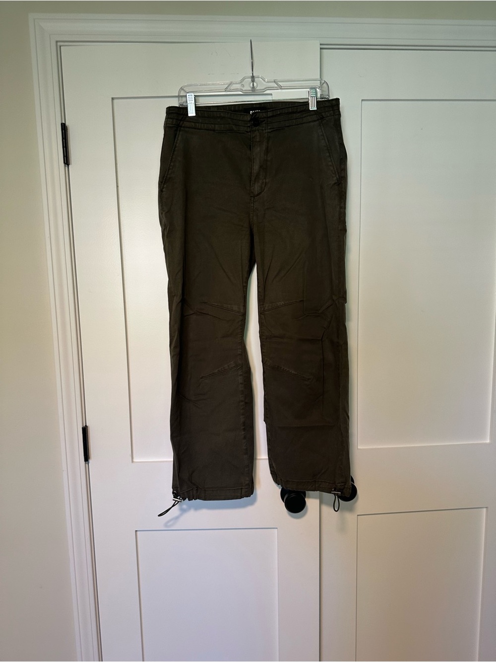 PAIGE Olive Green Cropped Pants With Drawstring Hem